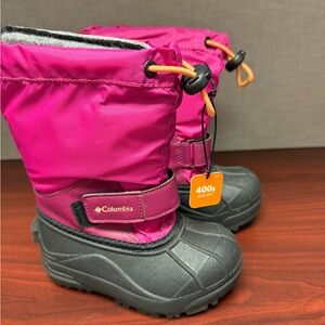 NWT Columbia Girls pink Snow Boots 400g Insulation Size 9